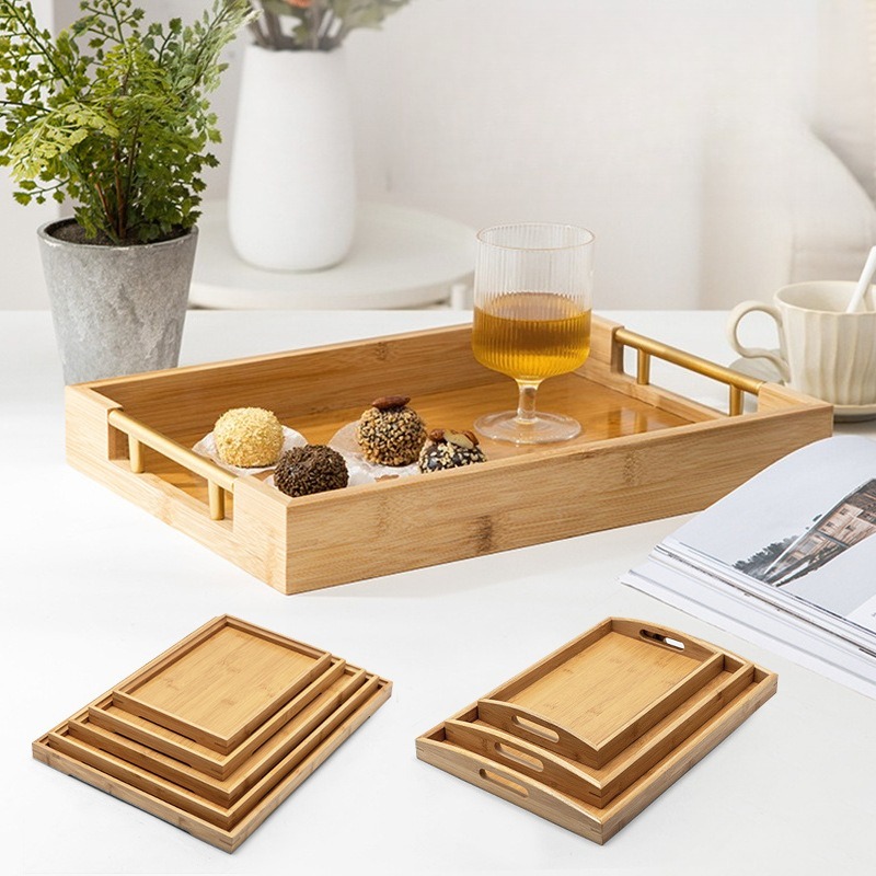 Food Platter Snacks - Set Nampan Sajian Bambu Alami Persegi